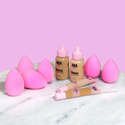 AOA Studio Collection Super Soft Pink Makeup Blender Sponges, Set of 6