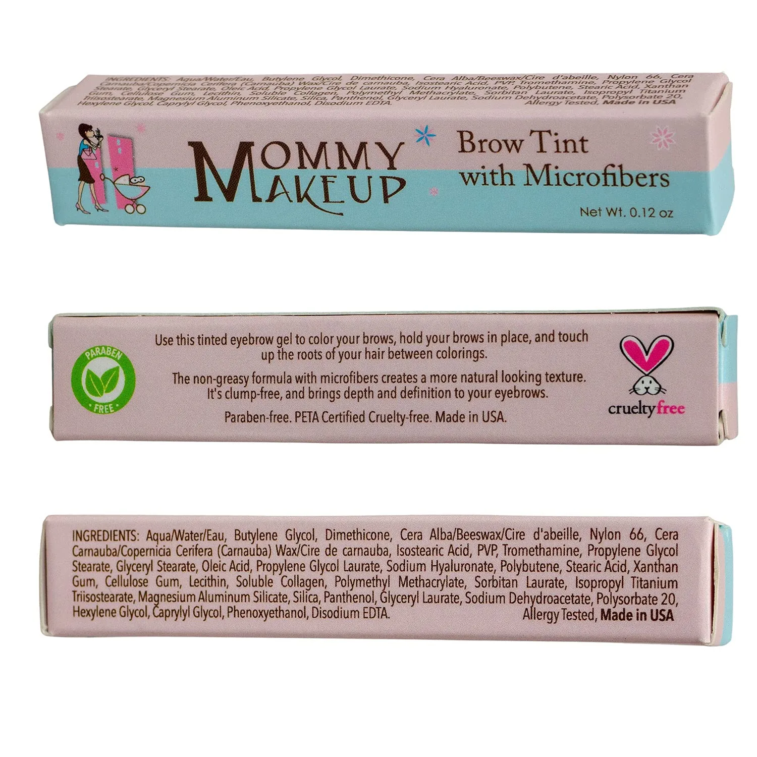 Brow Tint with Microfibers in Cool Brunette (A Cool Light Brown) Natural Looking Eyebrow Makeup, Cover Gray Hairs - Water Resistant, Clump Free, Long Lasting Tinted Brow Gel by Mommy Makeup