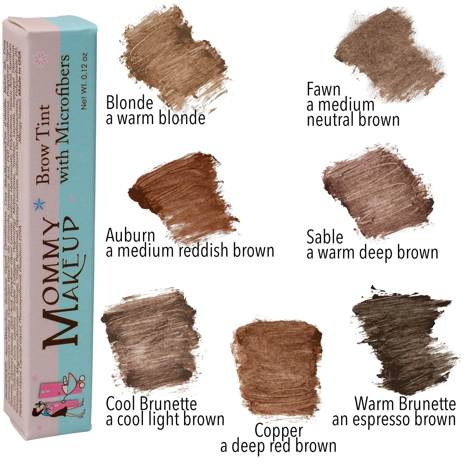 Brow Tint with Microfibers in Cool Brunette (A Cool Light Brown) Natural Looking Eyebrow Makeup, Cover Gray Hairs - Water Resistant, Clump Free, Long Lasting Tinted Brow Gel by Mommy Makeup