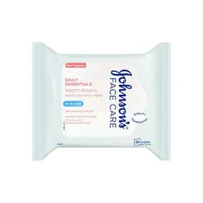 Johnson's Face Care Daily Essentials Moisturising Wipes Dry Skin 25 Pack